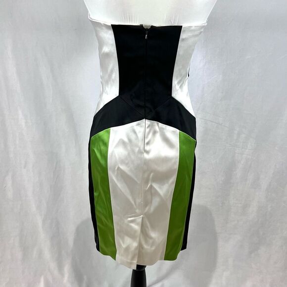 Jax black white and green color block strapless satin dress size 6 - Picture 4 of 8